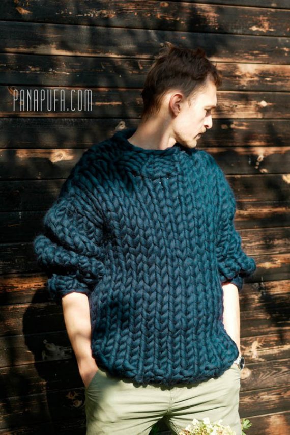 dark-teal-chunky-yarn-merino-hand-knit-mens-sweater