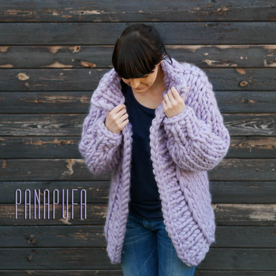 Chunky Knit Short Melange Merino Cardigan – Panapufa