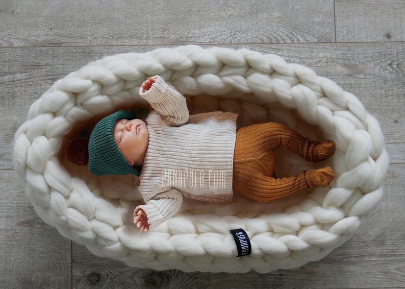 Merino Chunky Knit Newborn Nest 40x80cm – Panapufa